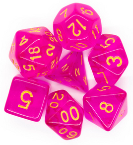 Old School Dice - Translucent Magenta with Gold RPG Dice Set