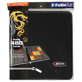 BCW - 12-Pocket Side-Load Zippered Z-Folio LX - Black 480 Capacity