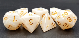 Old School Dice - Pearl Drop: White with Gold RPG Dice Set