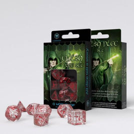 Q Workshop - Elvish: Translucent & Red RPG Dice Set