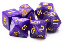 Old School Dice - Pearl Drop: Purple with Gold RPG Dice Set