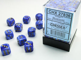 Chessex - 27836 - Vortex Blue/gold 12mm d6 Dice Block (36 dice)