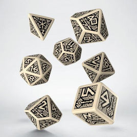 Q Workshop - Dwarven: Beige & Black RPG Dice Set