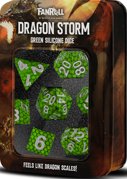 Fanroll - Dice - Dragon Storm Silicone Dice Green with Gold