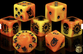 Baron of Dice - Bloody Football: Orange Fire Orc Dice Set