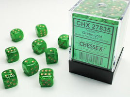 Chessex - 27835 - Vortex Green/gold 12mm d6 Dice Block (36 dice)