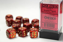 Chessex 27614 - Scarab Scarlet/gold 16mm d6 Dice Block (12 Count)