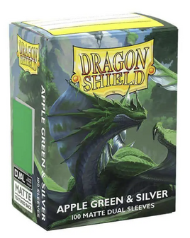 Dragon Shield - Dual Matte Apple Green & Silver Sleeves 100 Count