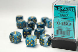 Chessex - Dice - 27689 - Phantom Teal/Gold 16mm d6 Dice Block (12 dice)