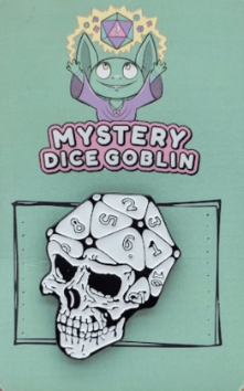 Mystery Dice Goblin Enamel Pin - Skull D20
