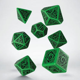 Q Workshop - Celtic Dice: Green with Black RPG Dice Set