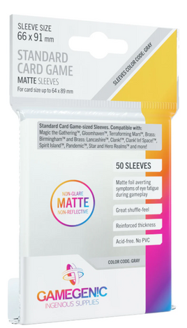 Gamegenic - Board Game Sleeves - Standard Card Game Clear Matte 66x91mm