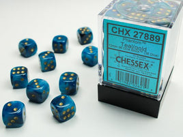Chessex - 27889 - Phantom Teal/gold 12mm d6 Dice Block (36 dice)
