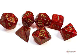 Chessex - 27504 - Glitter Ruby/gold Polyhedral 7-Dice Set