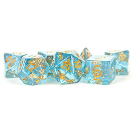 Fanroll - Blue Foil with Gold Resin RPG Dice Set