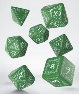 Q Workshop - Elvish: Green & White RPG Dice Set