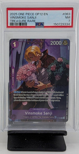 Graded One Piece - Vinsmoke Sanji Treasure Rare OP12 #063 PSA 7 NM