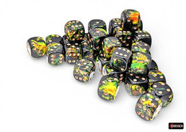Chessex 24805 - Brush Deep Forest/gold 12mm d6 Dice Block (36 Count)