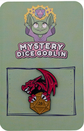 Mystery Dice Goblin Enamel Pin - D20 Dragon