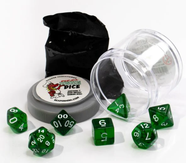 Pizza Dungeon Dice - Lucky - Clear Green