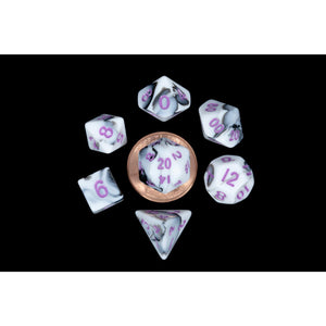 Metallic Dice Games - Dice - 7ct Mini - Marble w/ Purple
