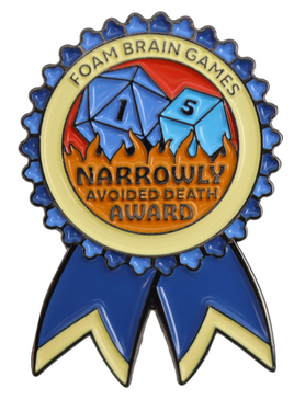 Foam Brain Games Enamel Pin - Narrowly Avoided Death Award (GenCon 2024)