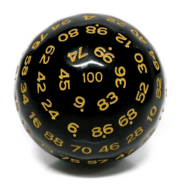 Foam Brain Games - D100 Black Opaque with Yellow 45mm