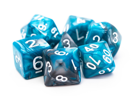 Old School Dice - Vorpal: Silver & Teal RPG Dice Set