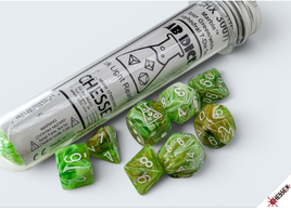 Chessex 30077 - Lab Dice: Marble Sour Green with White Polyhedral RPG Dice Set (plus bonus die)
