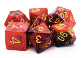 Old School Dice - Vorpal: Black & Red with Gold RPG Dice Set