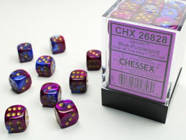 Chessex 26828 - Gemini Blue-Purple/gold 12mm d6 Dice Block (36 Count)