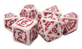 Old School Dice - Rune Dice: All Hallows Eve White with Red RPG Dice Set