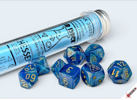 Chessex 30079 - Lab Dice: Shimmer Aqueos with Gold Polyhedral RPG Dice Set (plus bonus die)