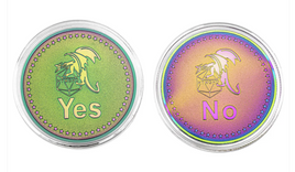 Hymgho - Dice - Metal D2 Deluxe YES/NO Coin - Rainbow