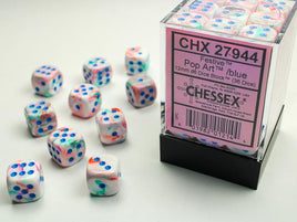 Chessex - 27944 - Festive Pop Art/blue 12mm d6 Dice Block (36 dice)