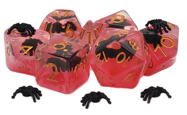 Old School Dice - Animal Kingdom: Spider - Black with Red RPG Dice Set
