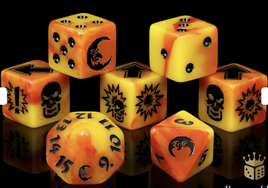 Baron of Dice - Bloody Football: Orange Fire Goblin Moon Dice Set