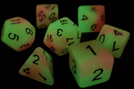 Old School Dice - Glow: Green & Orange RPG Dice Set