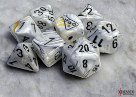 Chessex - 30067 Marble Calcite/black Polyhedral 7-Dice Set (with bonus die)