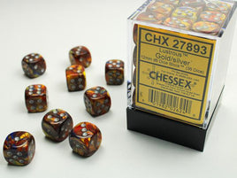 Chessex - 27893 - Lustrous Gold/silver 12mm d6 Dice Block (36 dice)