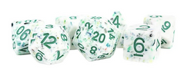 Fanroll - Recycled Rainbow with Green Resin RPG Dice Set
