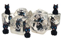 Old School Dice - Animal Kingdom: Cat - Black RPG Dice Set