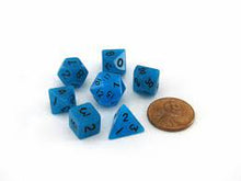 Load image into Gallery viewer, Metallic Dice Games - Dice - 7ct Mini - Glow in the Dark - Blue w/ Black