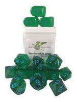 Roll 4 Initiative - Dice - Translucent Dark Green w/ Light Blue 15pc Set