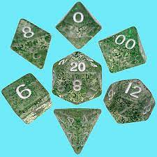 Metallic Dice Games - Dice - 7ct Mini - Ethereal Green w/ White