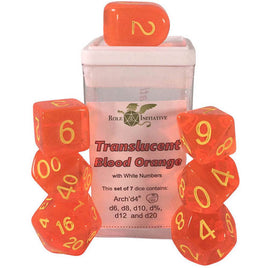 Roll 4 Initiative - Dice - Translucent - Blood Orange w/ Yellow - 7ct