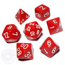 Roll 4 Initiative - Dice - Opaque - Red w/ White - 7ct