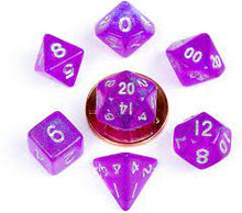Load image into Gallery viewer, Metallic Dice Games - Dice - 7ct Mini - Stardust - Purple w/ Silver