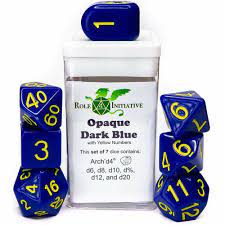 Roll 4 Initiative - Dice - Opaque - Dark Blue w/ Yellow - 15ct