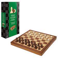 Chess & Checkers - Wooden Game - Folding Version